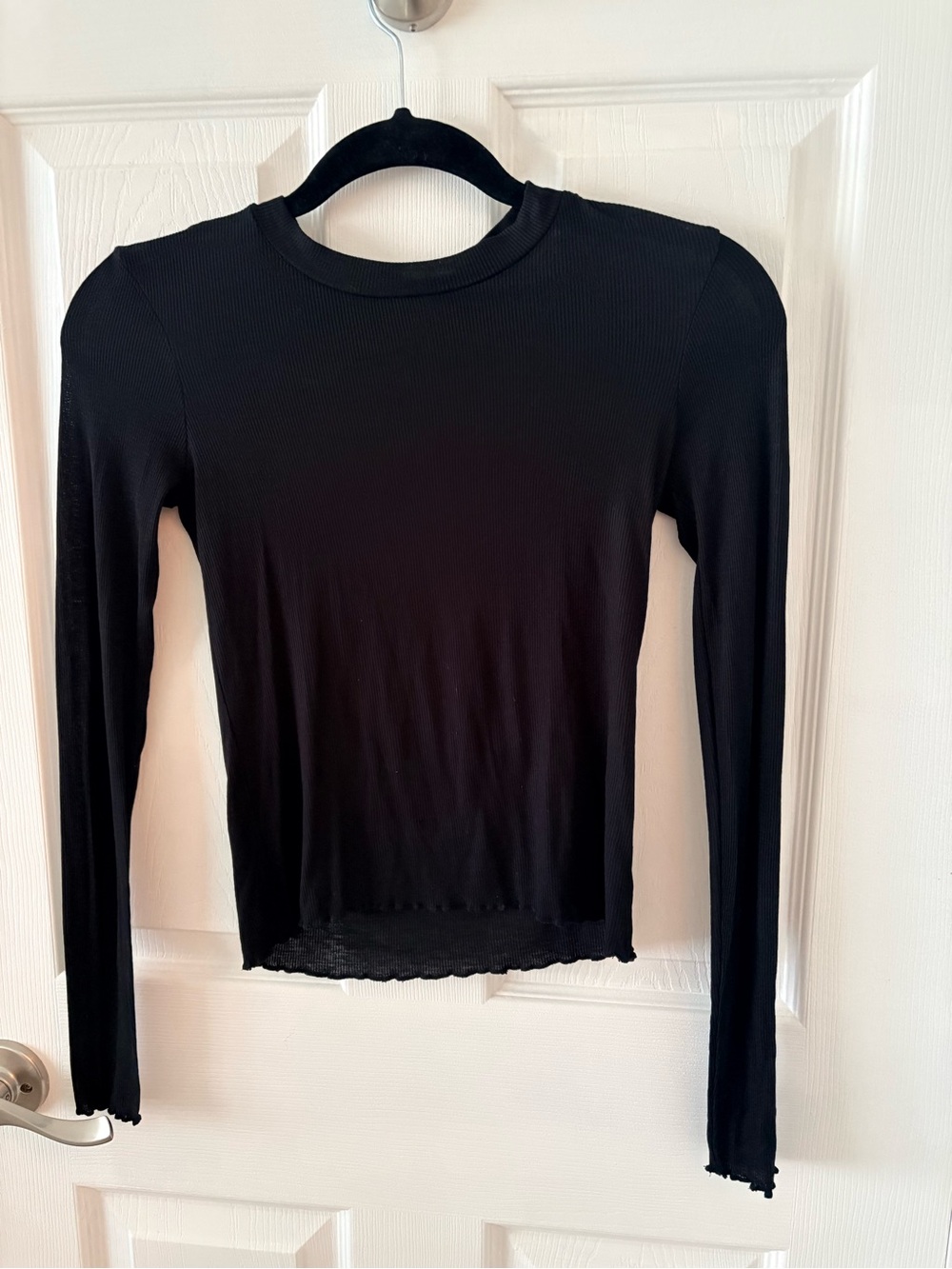 AllSaints Black Crewneck Crop Top- Small